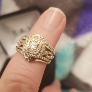 Diamond engagement ring with enhancer band
